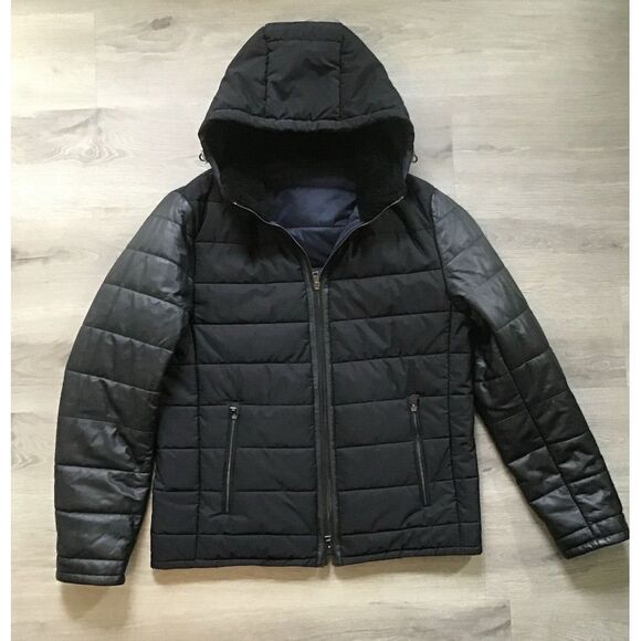 Saks Fifth Avenue Men's Black 42 Regular Puffer Jacket Hooded‎